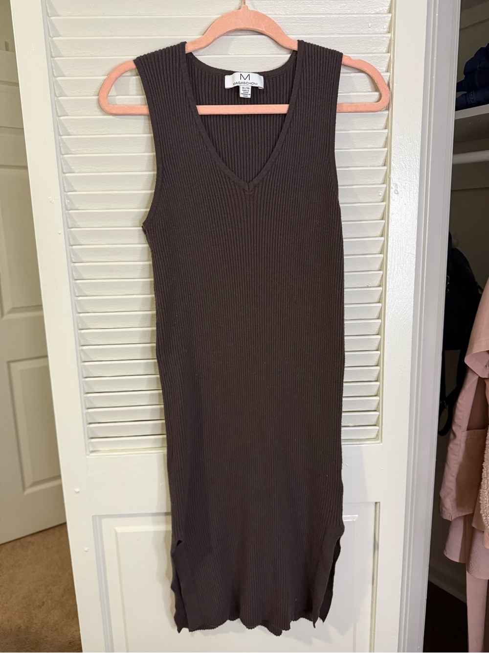 Mossimo Supply Co. Ribbed V‑Neck Sleeveless Midi Dress - Dark Brown